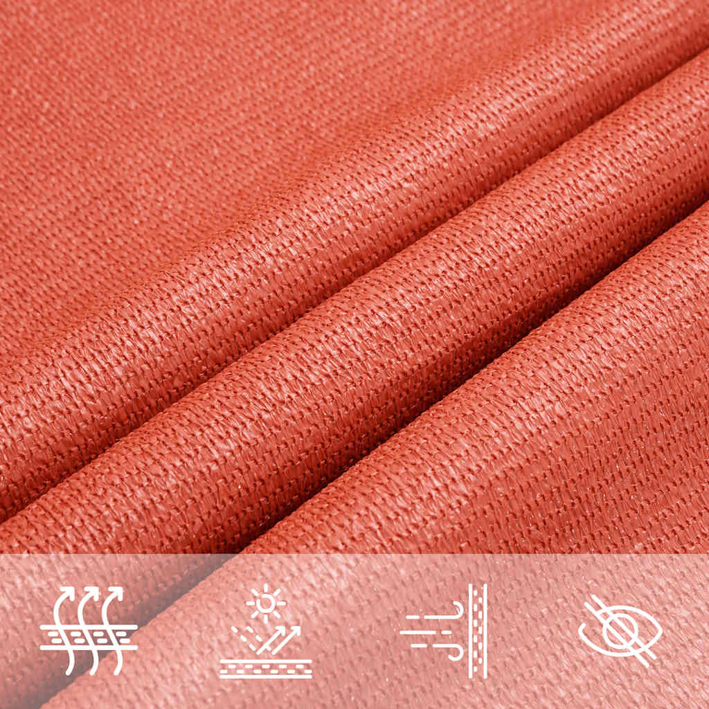 Schaduwdoek driehoekig terracotta waterdoorlatend HDPE 160 g/m² detail 6