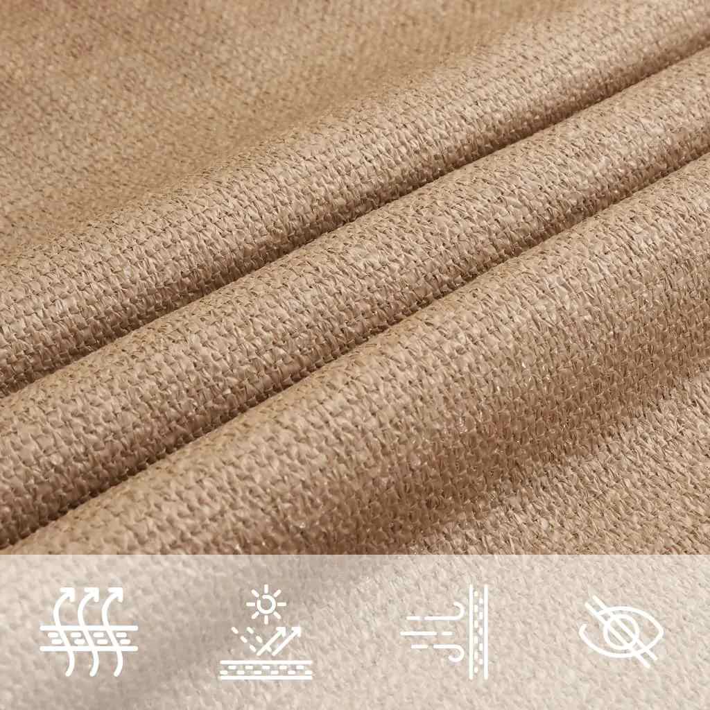 Schaduwdoek driehoekig taupe waterdoorlatend HDPE 160 g/m² detail 6