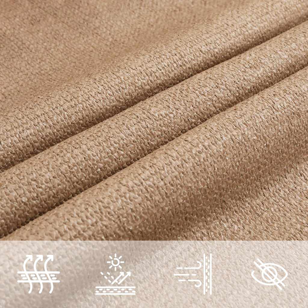Taupe trapezium HDPE schaduwdoek detail 6