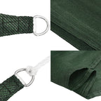 Schaduwdoek driehoekig donkergroen waterdoorlatend HDPE 160 g/m² detail 6