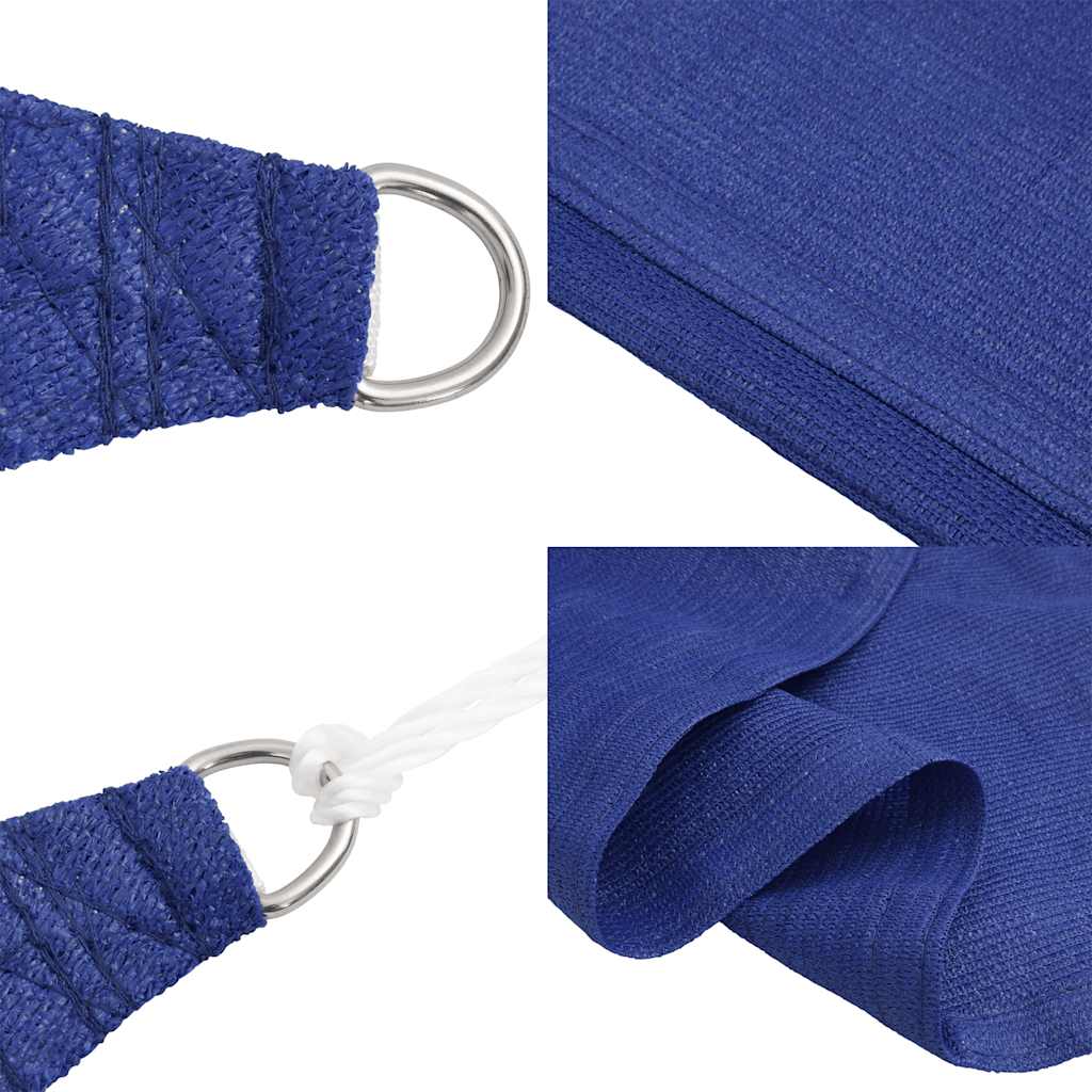 Schaduwdoek driehoekig blauw waterdoorlatend HDPE 160 g/m² detail 5