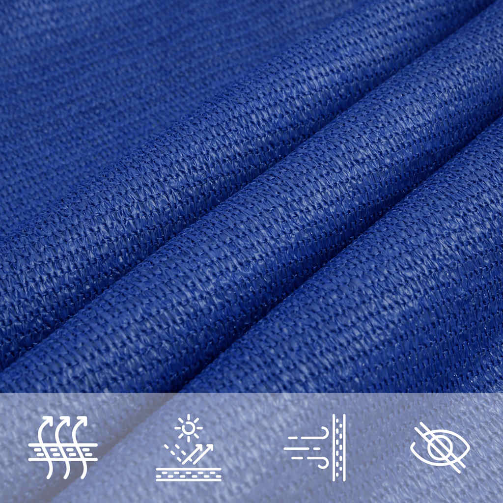 Schaduwdoek driehoekig blauw waterdoorlatend HDPE 160 g/m² detail 6