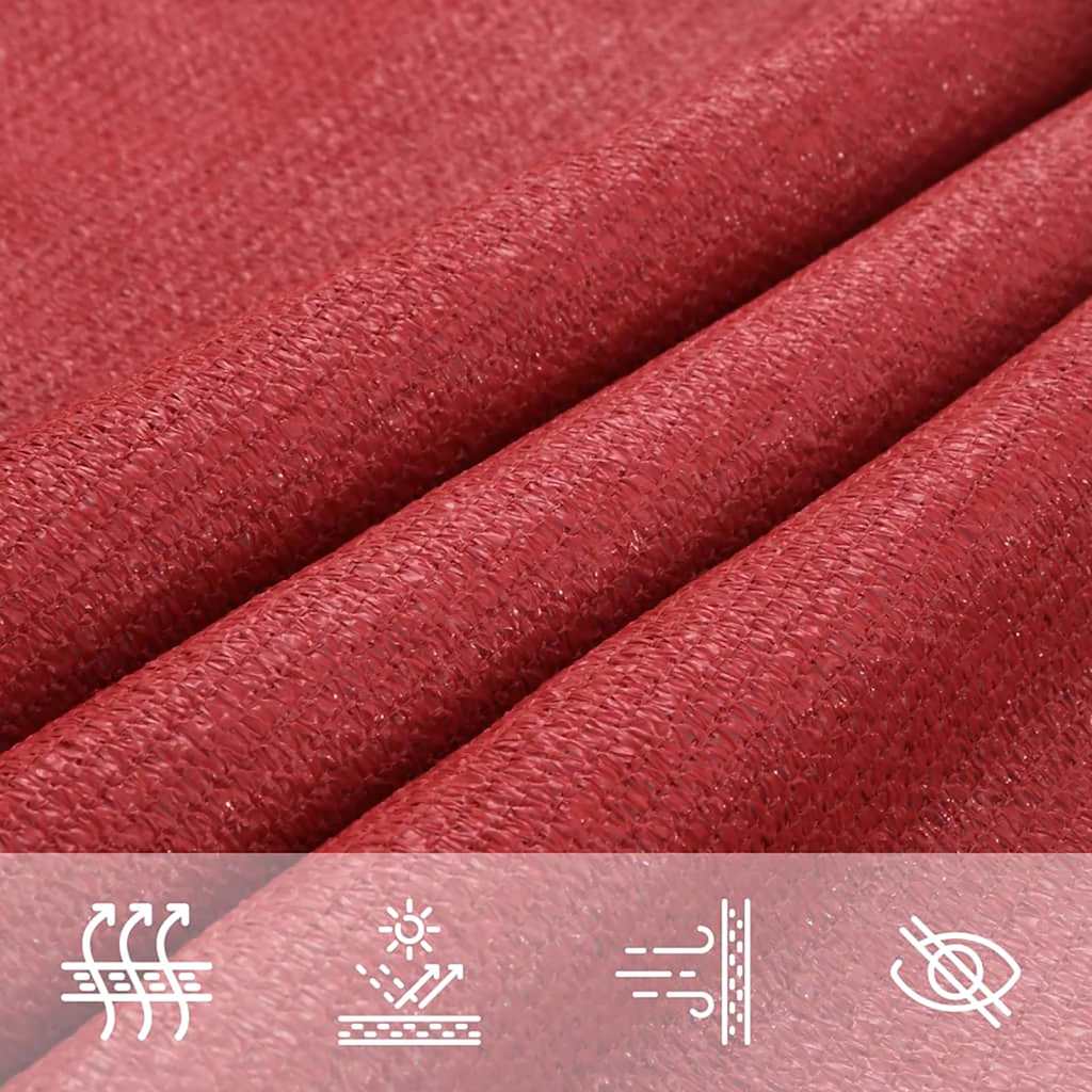 Schaduwdoek vierkant rood waterdoorlatend HDPE 160 g/m² detail 6