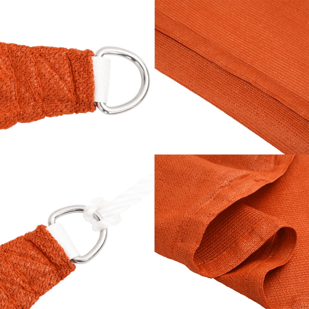 Schaduwdoek driehoekig oranje waterdoorlatend HDPE 160 g/m² detail 6