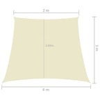 Schaduwdoek trapezium 2/4x3 meter crèmekleurig