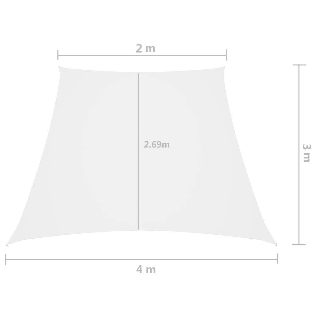 Schaduwdoek trapezium 2/4x3 meter wit
