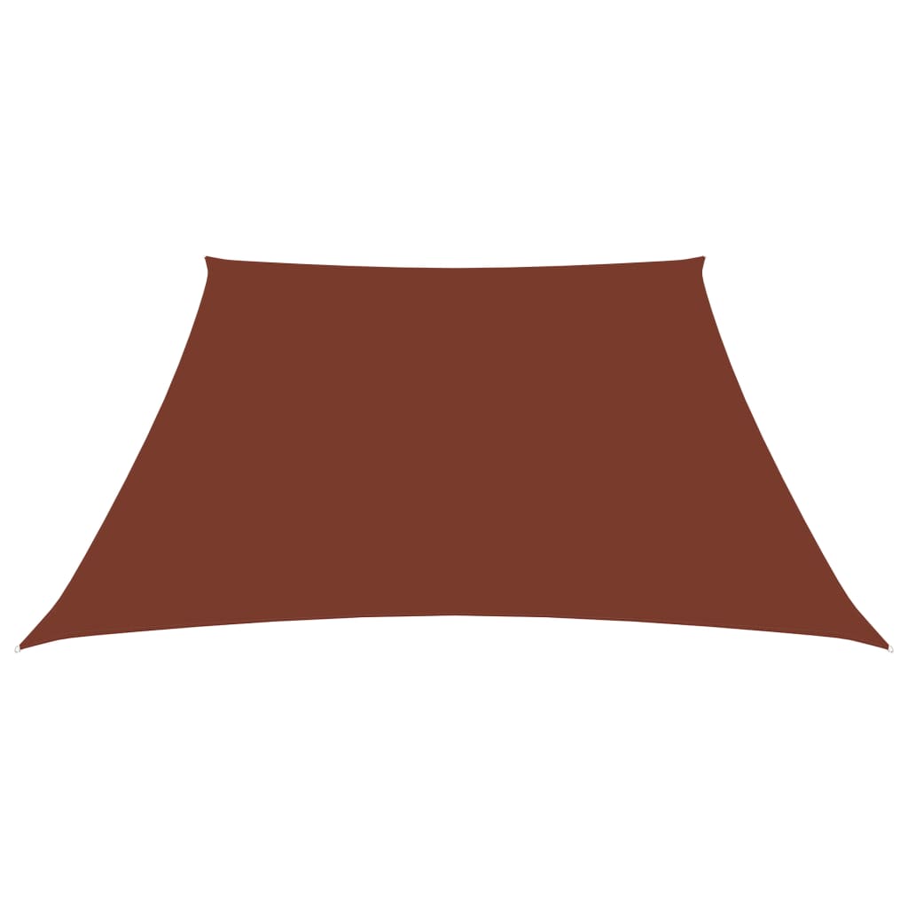 Schaduwdoek trapezium terracotta waterdicht oxford stof detail 1