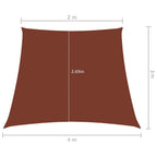 Schaduwdoek trapezium terracotta waterdicht oxford stof detail 5