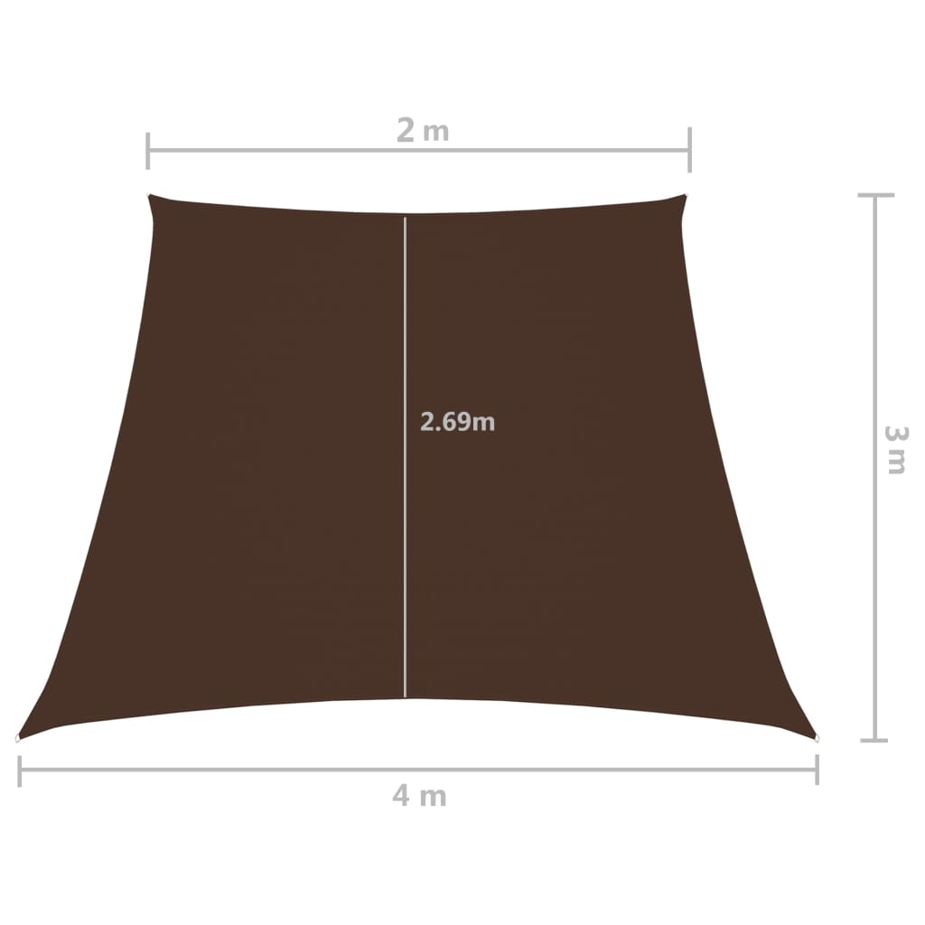 Schaduwdoek trapezium bruin waterdicht oxford stof detail 5