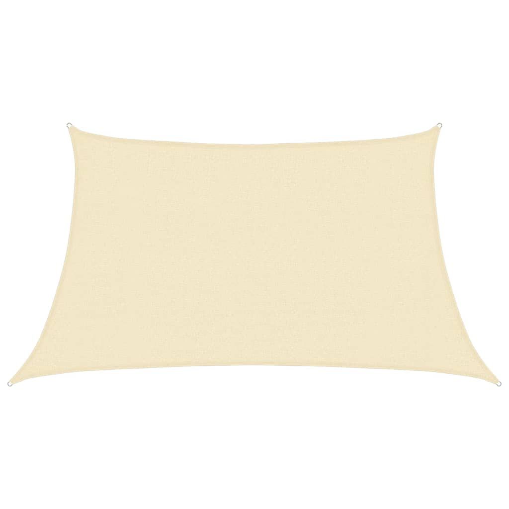 Crème trapezium HDPE schaduwdoek in een buitenruimte