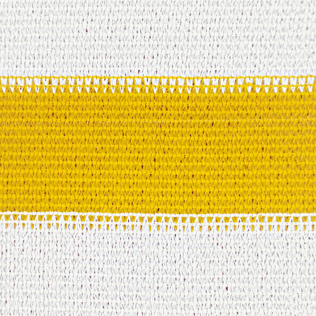 Geel/wit driehoekig HDPE schaduwdoek detail 6