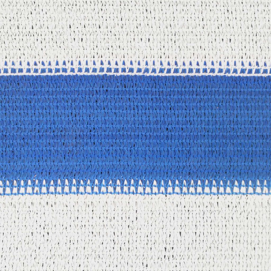 Blauw/wit driehoekig HDPE schaduwdoek detail 6