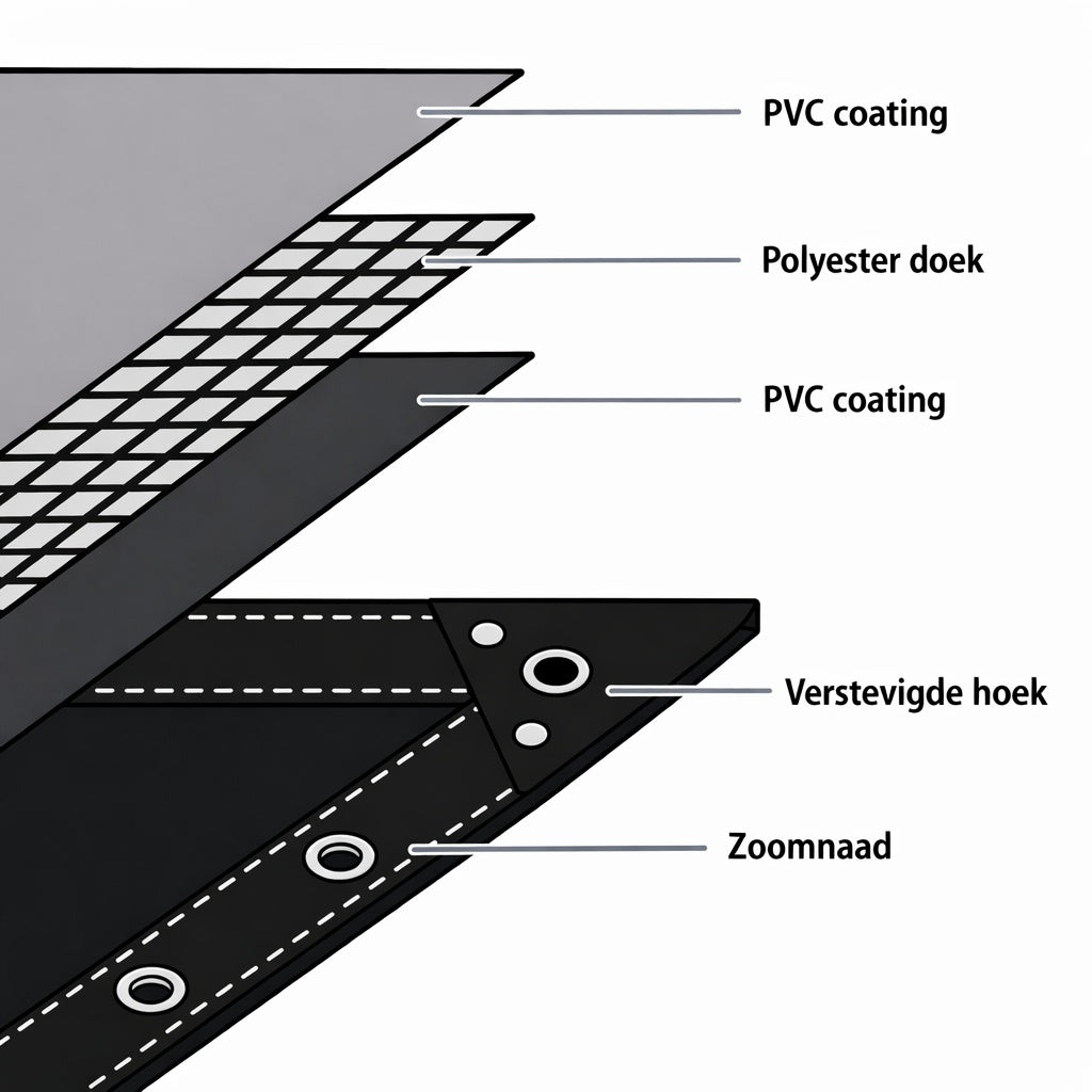 Afdekzeil 650 g per m² bruin canvas met PVC-coating